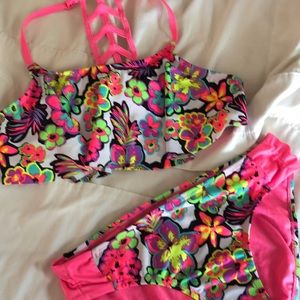Justice flowered bikini with back detail
